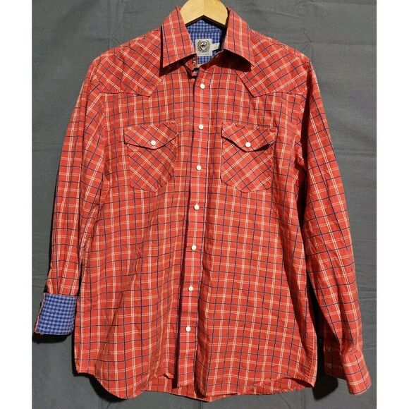 Cinch Shirt Mens M Pearl Snap Western Rodeo Check Long Sleeve Cowboy Roping - Picture 2 of 5